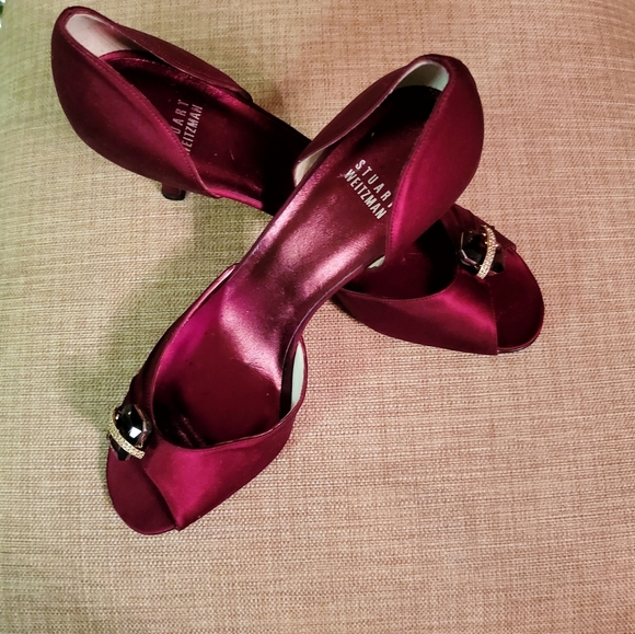 Stuart Weitzman jeweled satin pumps - Picture 2 of 4